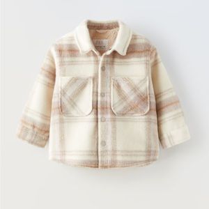 NWT Zara Faux Shearling Plaid Jacket